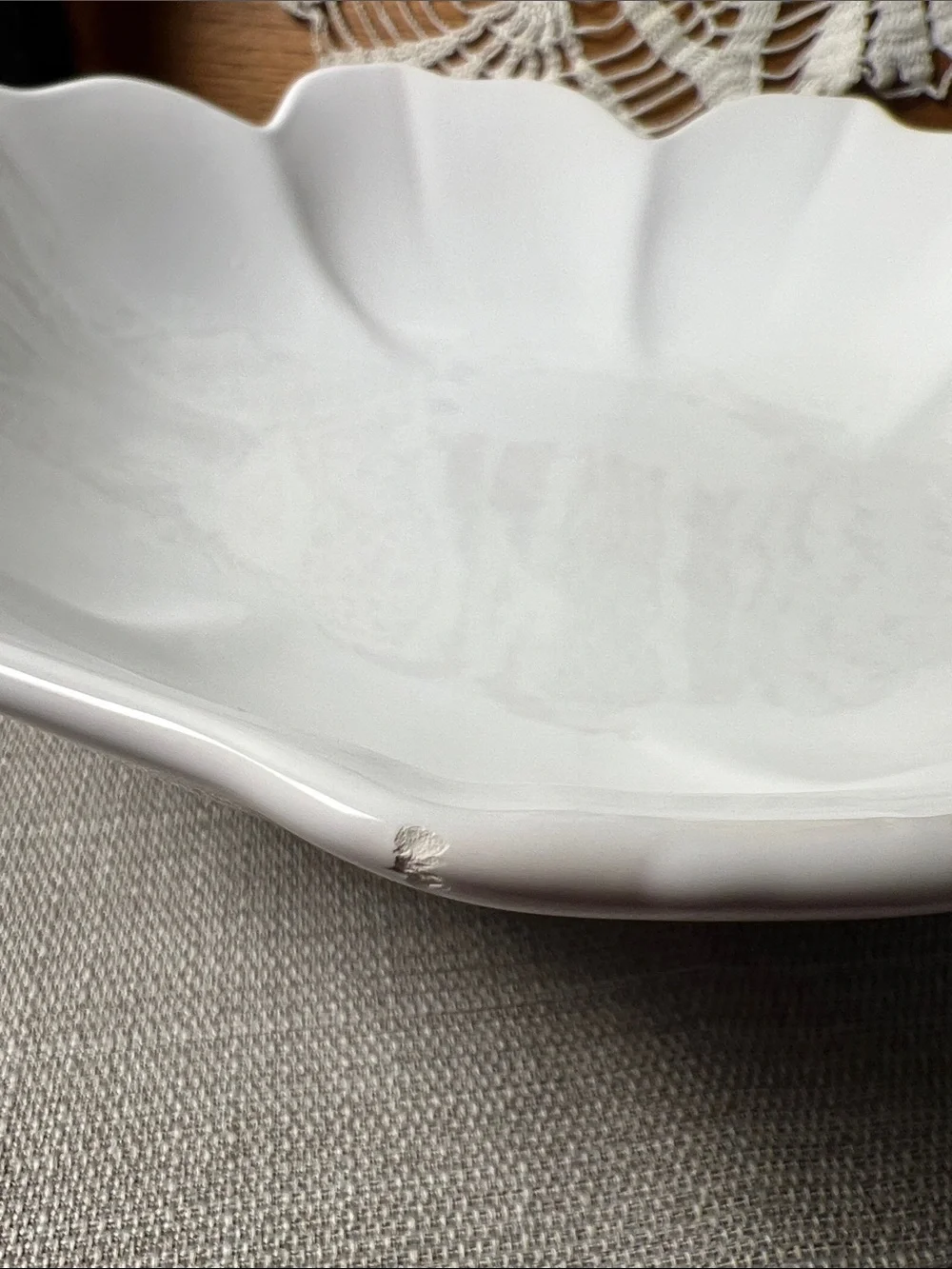 FARVAL Portugal White Scalloped Flower Serving Bowls Set of 2 12”